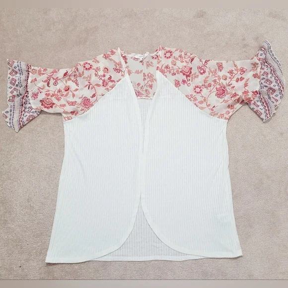 Floral Boho Cardigan Kimono Size Medium Bell Sleeve Lightweight Swimsuit Coverup - Picture 10 of 10